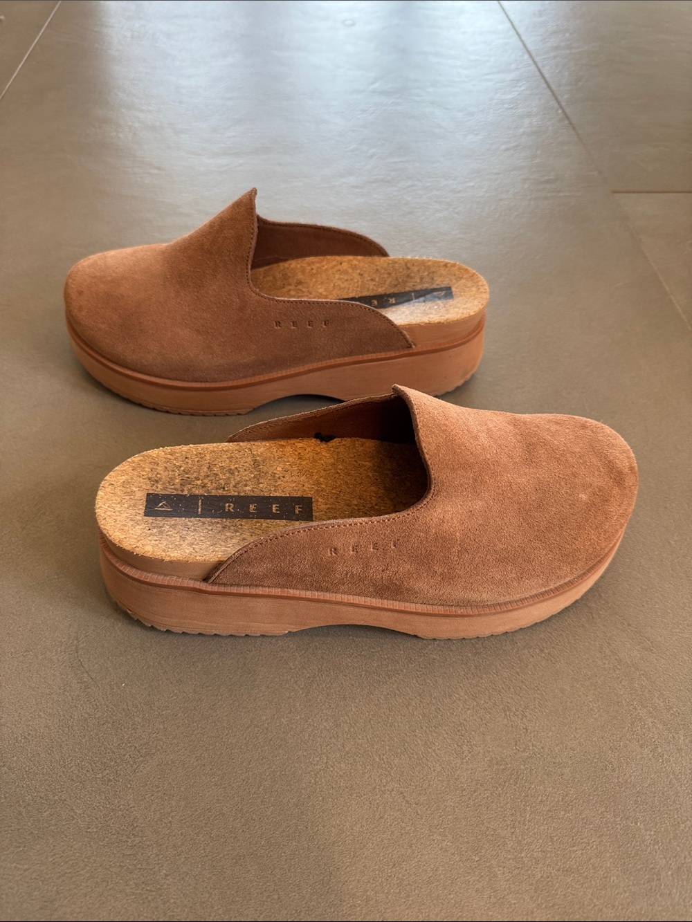Reef Women’s Brown Suede Platform Slip-On Clog Mule